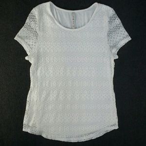 Leo & Nicole Lined Cotton Lace Top, White Size S